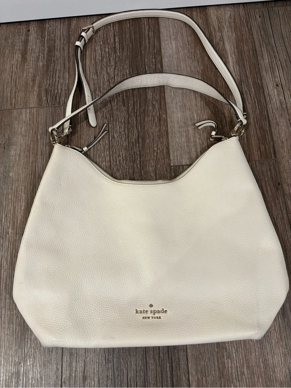 kate spade Pebbled Leather Shoulder Hobo in Ivory